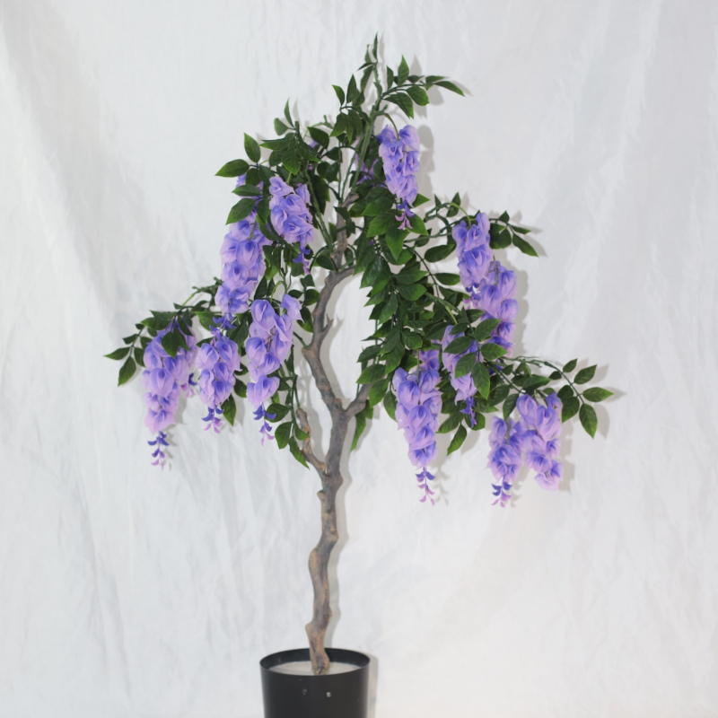 Wisteria Flowers Artificial Flower Tree In Plastic Pot